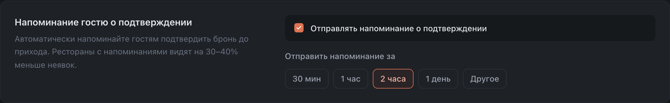 Напоминание гостю о подтверждении